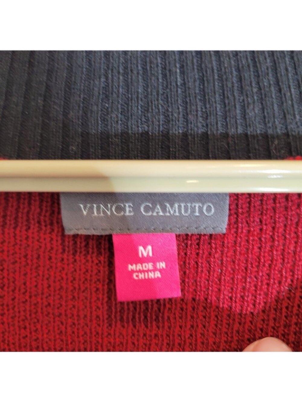 NWT Vince Camuto Sweater Womens M Red Button Shoulder Colorblock Nordstrom - Picture 4 of 11